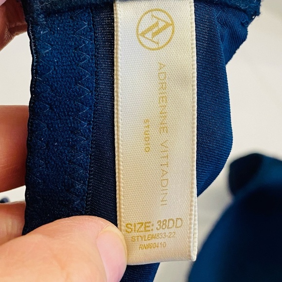 38DD ADRIENNE VITTADINI STUDIO Bra Molded Cups Mesh Band Underwire Navy Blue - Picture 11 of 13